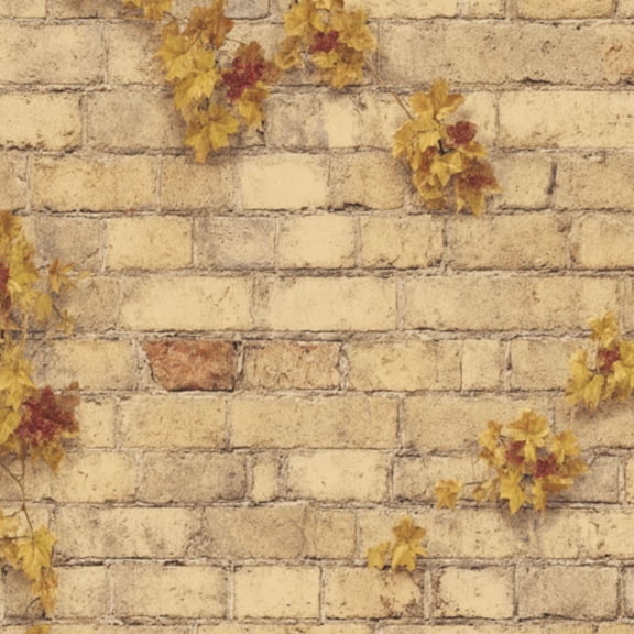 Peel and Stick Wallpaper Beige Brick Wall Autumn Leaves Design 24in x 118in Contact Paper Removable Self Adhesive Wall Mural Wall Decor for Bedroom Kitchen Cabinets