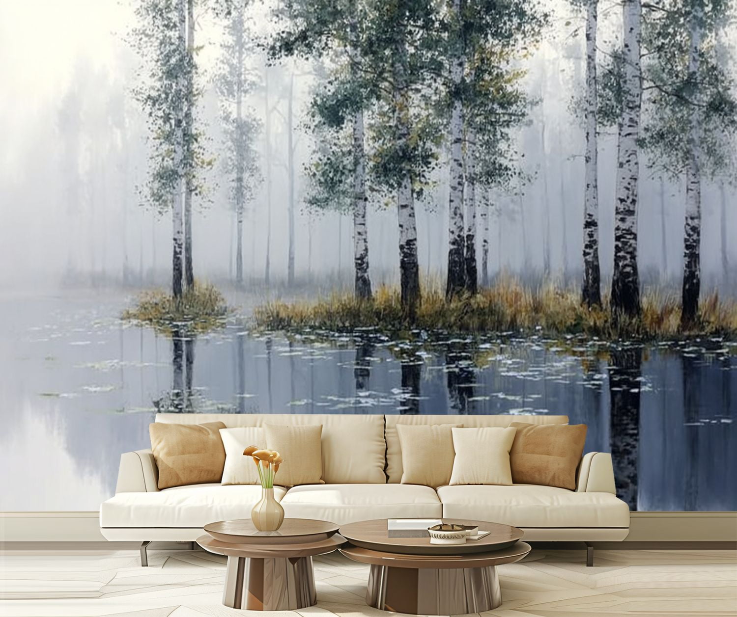 Peel and Stick Wallpaper Birch Trees Abstract Forest Branches Landscape Colorful Nature Modern Modern Art Wall Mural Decor Self Adhesive and Removable 69in x 98in