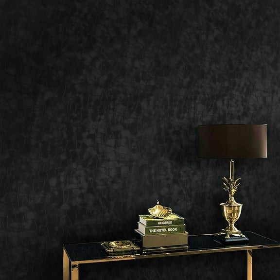 Peel and Stick Wallpaper Black Removable Wallpaper Modern Black Contact Paper Dark Thicken Self Adhesive Textured Wall Paper for Cabinets Badroom Waterproof Vinyl 393.7"x 15.7"