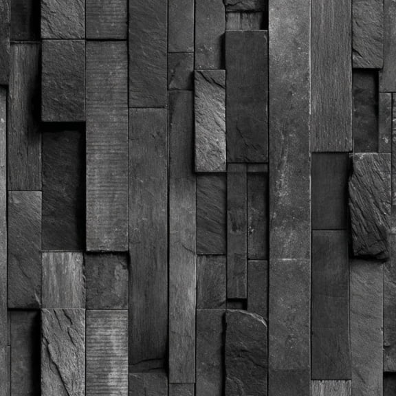 Peel and Stick Wallpaper Black Slate minimalist grunge Varied Stone Panels modern Wall Mural 17.7in x 9.8ft Self Adhesive Removable Wall Paper for Nursery Bedroom Cabinets