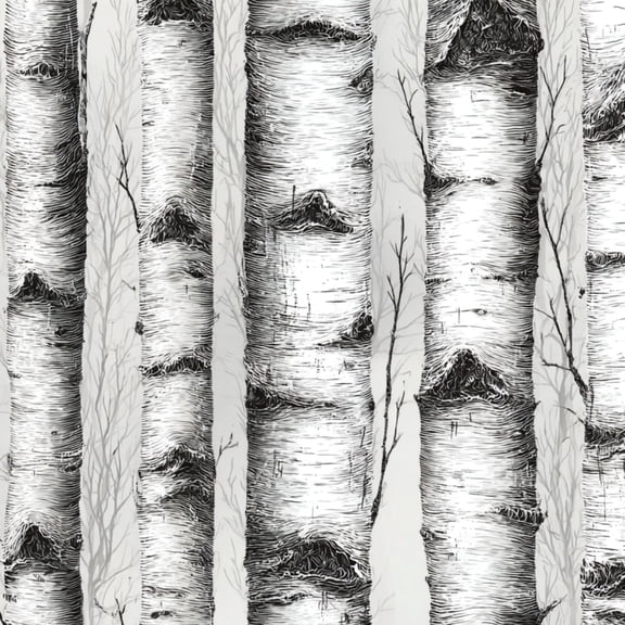 Peel and Stick Wallpaper Black White Birch Tree Trunks Detailed Bark Texture Wall Mural 17.7in x 9.8ft Self Adhesive Removable Wall Paper Renter Friendly Wallpaper for Nursery Bedroom Cabinets