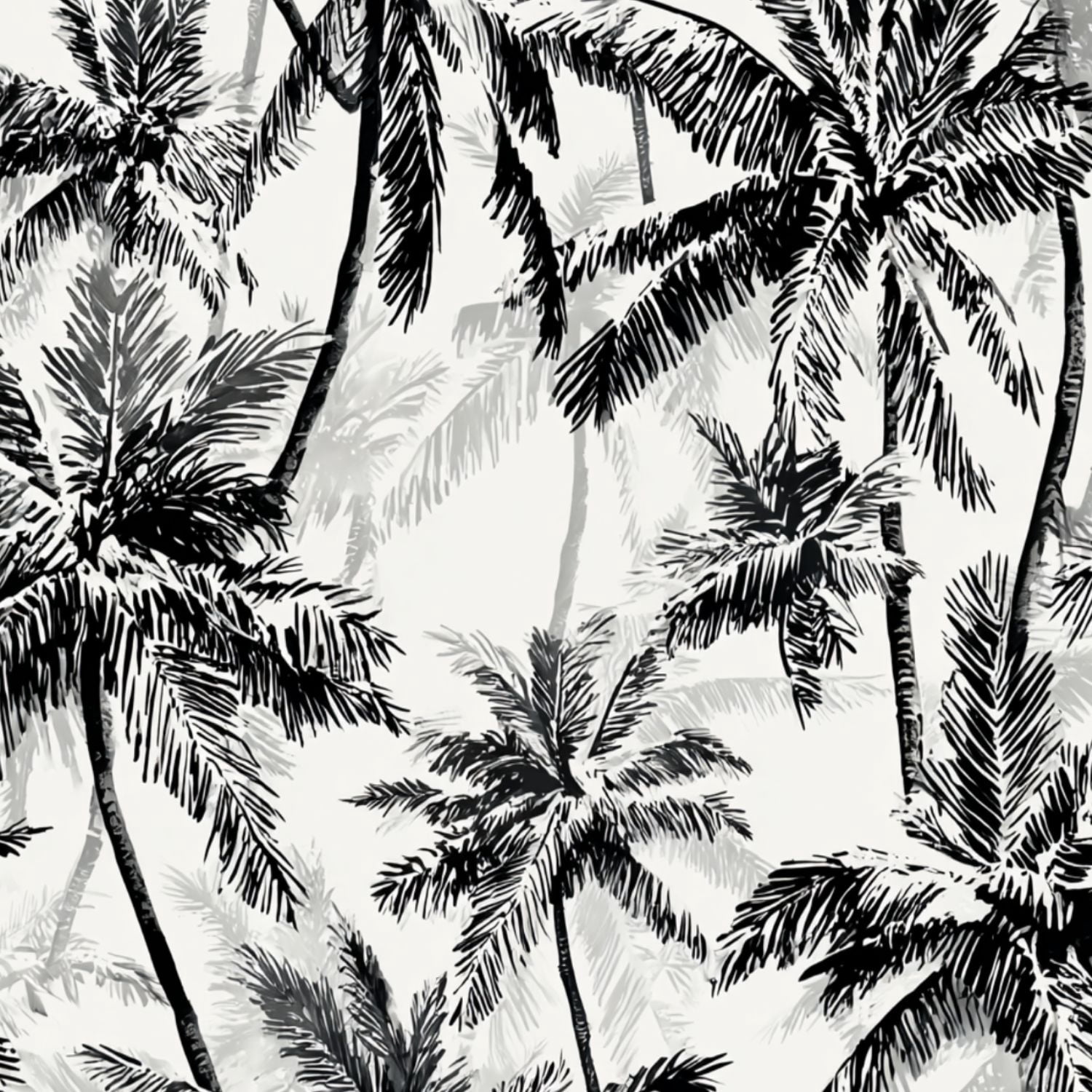 Peel and Stick Wallpaper Black White Tropical Palm Tree Wall Mural 17 ...