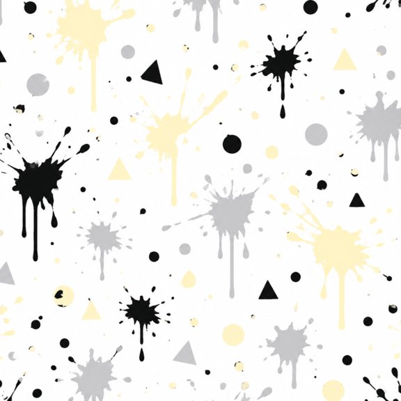 Peel and Stick Wallpaper Black Yellow Gray Ink Splatter Black Grey Yellow Geometric Shapes 17.7"x118" Contact Paper Removable Self Adhesive Waterproof Wall Decor for Bedroom Kitchen Cabinets
