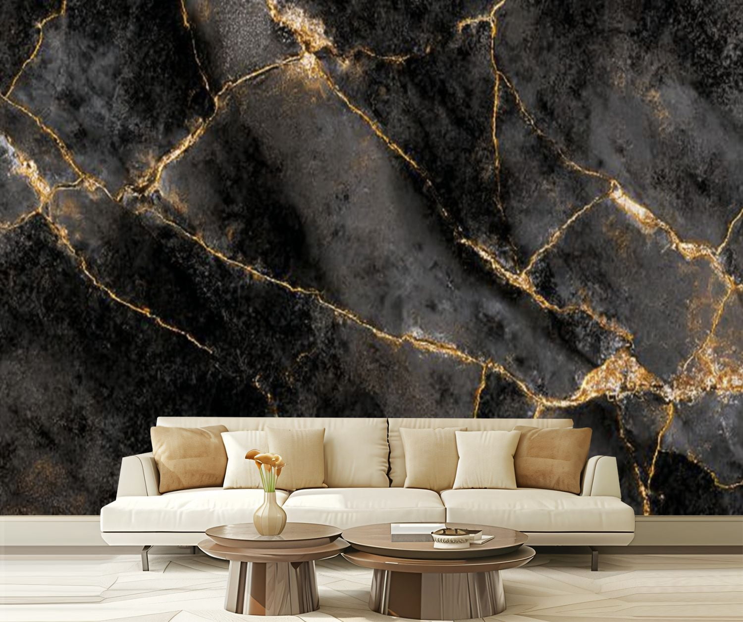 Peel and Stick Wallpaper Black gold luxury marble natural texture shiny golden veins abstract Modern Art Wall Mural Decor Self Adhesive and Removable 69in x 98in