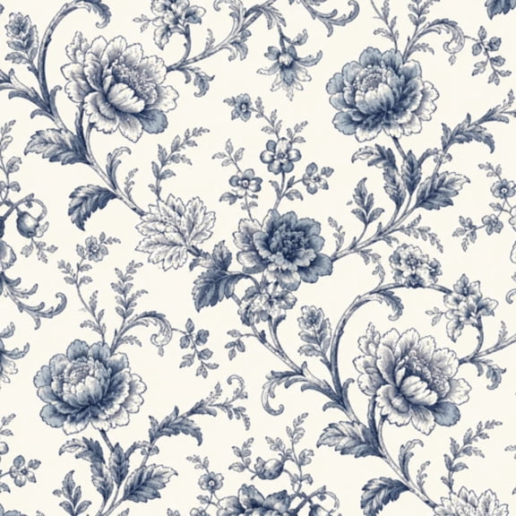 Peel and Stick Wallpaper Bloom Vintage floral seamless Spring flowers Blue white Chinoiserie 17.7in x 118in Contact Paper Removable Self Adhesive Wall Mural Wall Decor for Bedroom Kitchen Cabinets