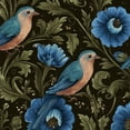 thumbnail image 1 of Peel and Stick Wallpaper Blue Birds Floral Dark Wall Mural 23.6in x 9.8ft Self Adhesive Removable Wall Paper Renter Friendly Wallpaper for Nursery Bedroom Cabinets, 1 of 8