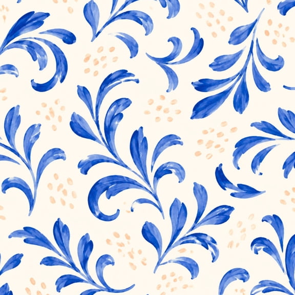 Peel and Stick Wallpaper Blue Botanical Vine Hand Painted Leaves Cream 24in x 118in Contact Paper Removable Self Adhesive Wall Mural Wall Decor for Bedroom Kitchen Cabinets