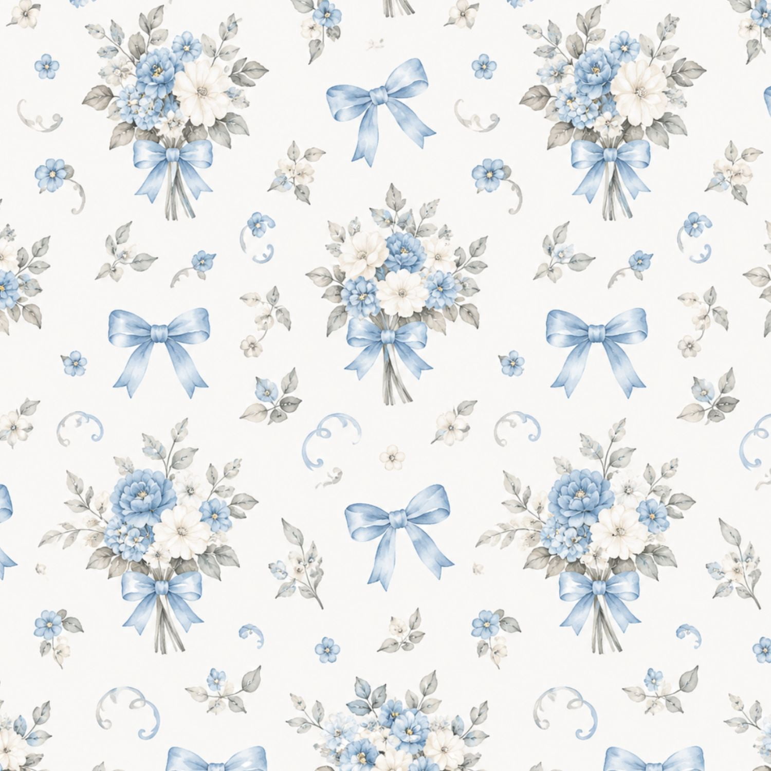 Peel and Stick Wallpaper Blue Floral Bouquet vintage Elegant Delicate ...