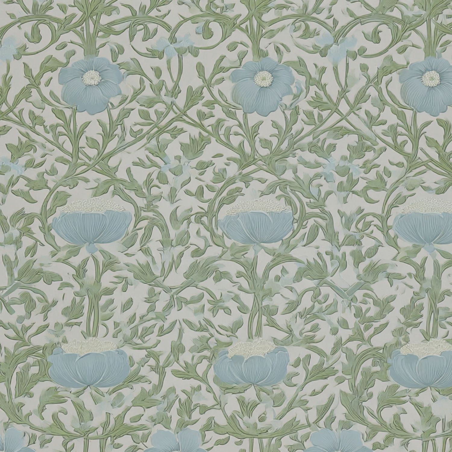 Peel and Stick Wallpaper Blue Floral Green Vine Light Wall Mural 23.6in x 9.8ft Self Adhesive Removable Wall Paper Renter Friendly Wallpaper for Nursery Bedroom Cabinets