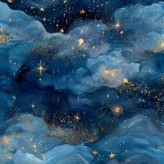 Peel and Stick Wallpaper Blue Galaxy Nebula Golden Stars Abstract Cosmic Clouds Wall Mural 17.7in x 9.8ft Self Adhesive Removable Wall Paper Renter Friendly Wallpaper for Bedroom