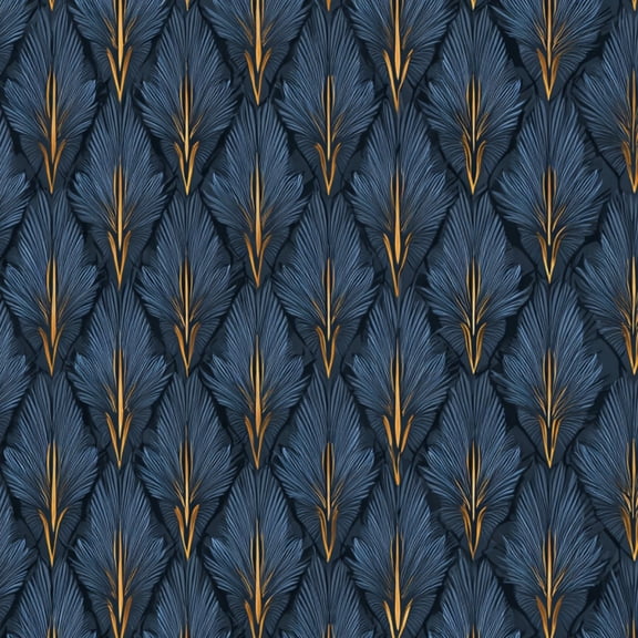 Peel and Stick Wallpaper Blue Gold Feather Intricate Detailing Wall Mural 17.7in x 9.8ft Self Adhesive Removable Wall Paper Renter Friendly Wallpaper for Nursery Bedroom Cabinets