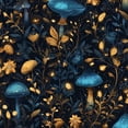 thumbnail image 1 of Peel and Stick Wallpaper Blue Gold Mushrooms Floral Botanical Dark Glowing Wall Mural 17.7in x 9.8ft Self Adhesive Removable Wall Paper Renter Friendly Wallpaper for Nursery Bedroom Cabinets, 1 of 8