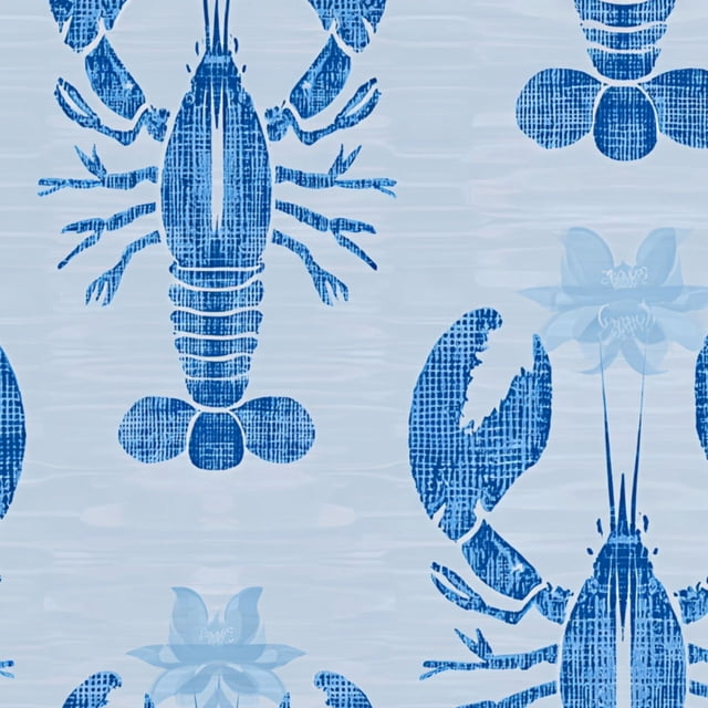 Peel and Stick Wallpaper Blue Lobster Light Blue Wall Mural 23.6in x 9 ...