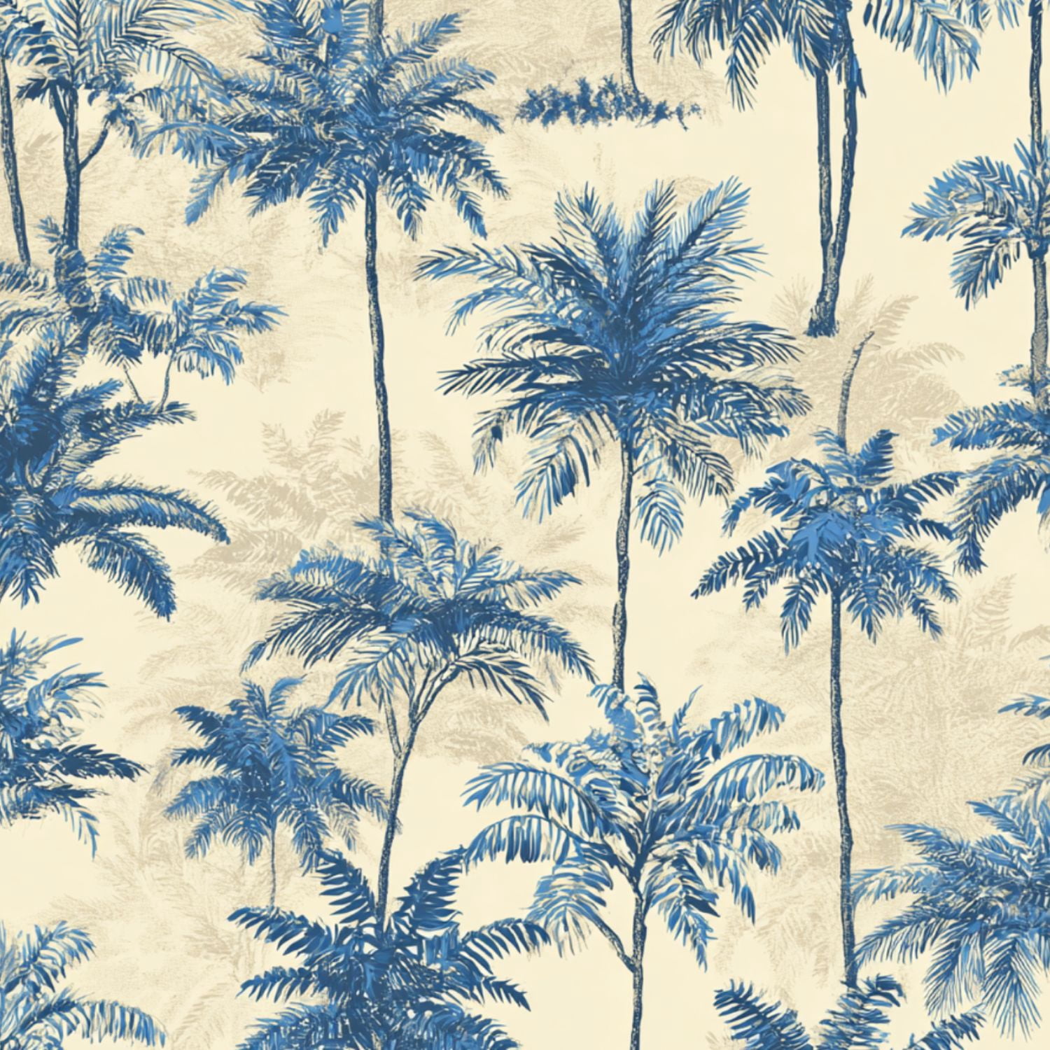Peel and Stick Wallpaper Blue Palm Tree Tropical Beige Botanical Wall Mural 17.7in x 9.8ft Self Adhesive Removable Wall Paper Renter Friendly Wallpaper for Bedroom Nursery Living Room