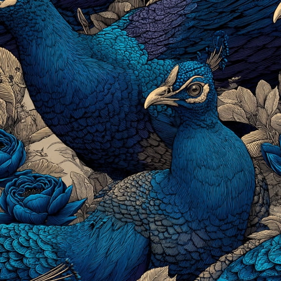 Peel and Stick Wallpaper Blue Peacock Detailed Feathers Floral Elegant Art 17.7in x 118in Contact Paper Removable Self Adhesive Wall Mural Wall Decor for Bedroom Kitchen Cabinets