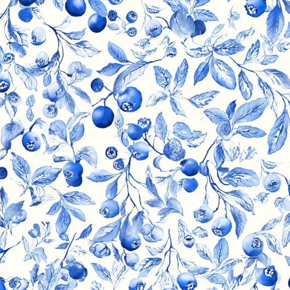 Peel and Stick Wallpaper Blue White Floral Fruit Birds Watercolor Wall Mural 23.6in x 9.8ft Self Adhesive Removable Wall Paper Renter Friendly Wallpaper for Nursery Bedroom Cabinets