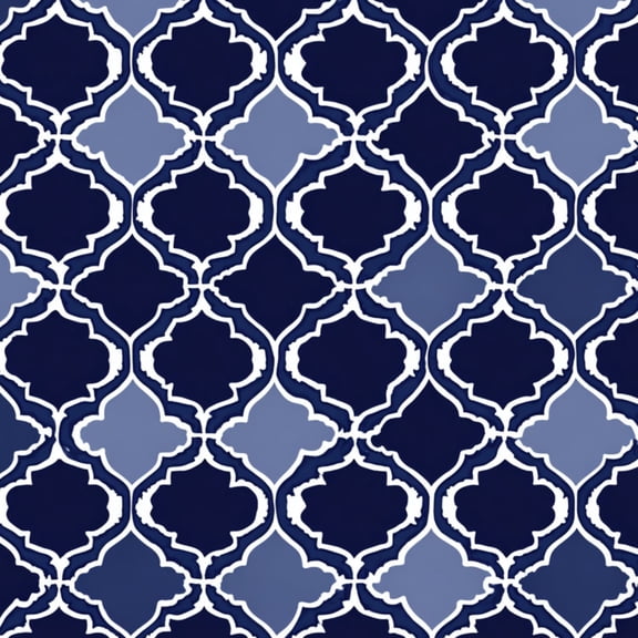 Peel and Stick Wallpaper Blue White Moroccan Quatrefoil Geometric Wall Mural 17.7in x 9.8ft Self Adhesive Removable Wall Paper Renter Friendly Wallpaper for Nursery Bedroom Cabinets