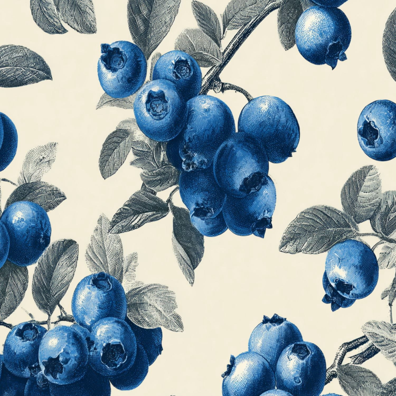 Peel and Stick Wallpaper Blueberry Branches Detailed Leaves Vintage ...