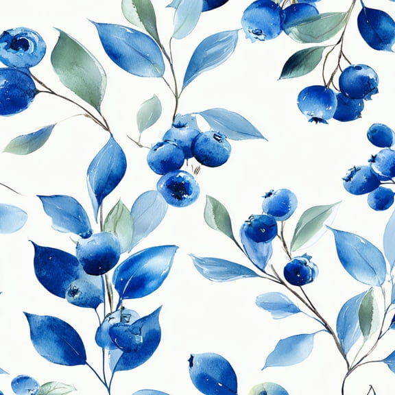 Peel and Stick Wallpaper Blueberry Branches Green Leaves Watercolor Style Wall Mural 17.7in x 9.8ft Self Adhesive Removable Wall Paper Renter Friendly Wallpaper for Bedroom Studio Livingroom