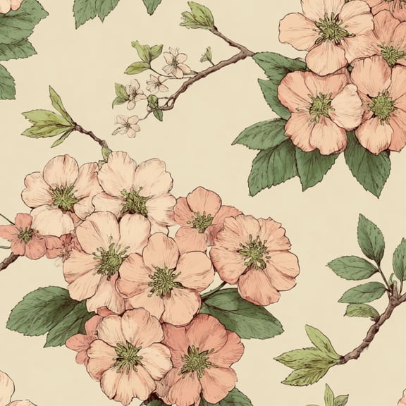 Peel and Stick Wallpaper Blush Pink Floral Botanical Vintage Hand Drawn Blossoms Green Leaves 17.7in x 118in Contact Paper Removable Self Adhesive Wall Mural Wall Decor for Bedroom Kitchen Cabinets