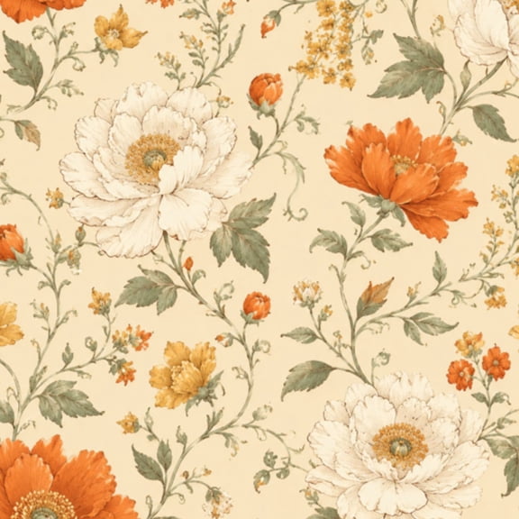 Peel and Stick Wallpaper Boho Brown Green Orange Peony Floral Vintage Flowers Wall Mural 17.7in x 9.8ft Self Adhesive Removable Wall Paper Renter Friendly Wallpaper for Nursery Bedroom Cabinets