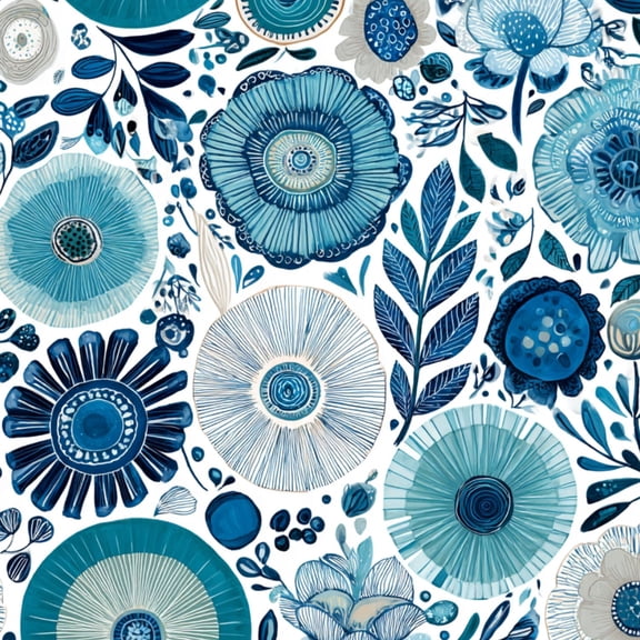Peel and Stick Wallpaper Boho White Blue Purple Vintage Floral Botanical Flowers Sunflowers 17.7in x 118in Contact Paper Removable Self Adhesive Wall Mural Wall Decor for Bedroom Kitchen Cabinets