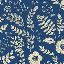 Peel and Stick Wallpaper Botanical Fern Floral Navy Blue Wall Mural 17.7in x 9.8ft Self Adhesive Removable Wall Paper Renter Friendly Wallpaper for Nursery Bedroom Cabinets