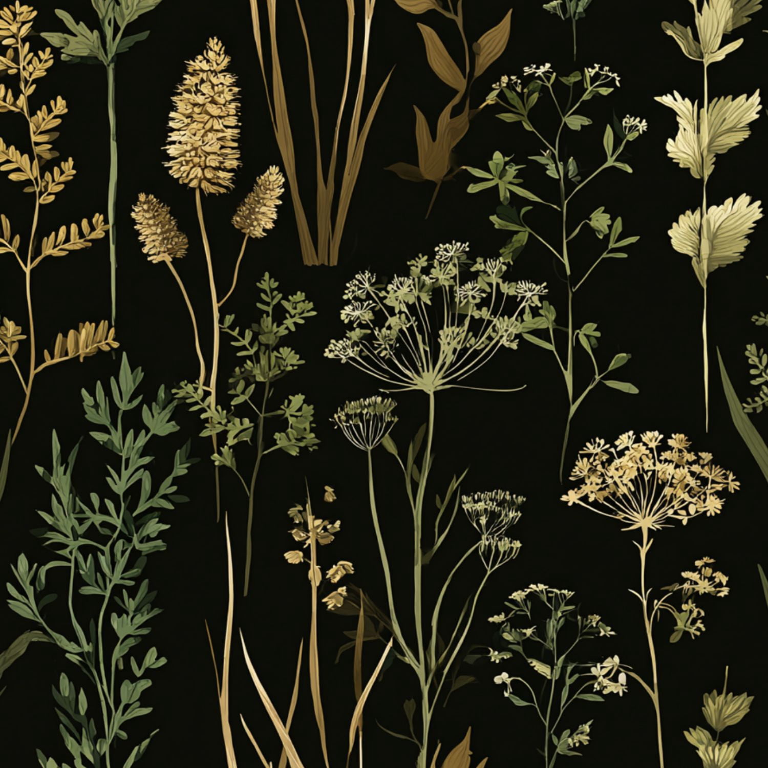 Peel and Stick Wallpaper Botanical Floral Elegant Greenery Gold Accents Black Wall Mural 23.6in x 9.8ft Self Adhesive Removable Wall Paper Renter Friendly Wallpaper for Bedroom Nursery Living Room