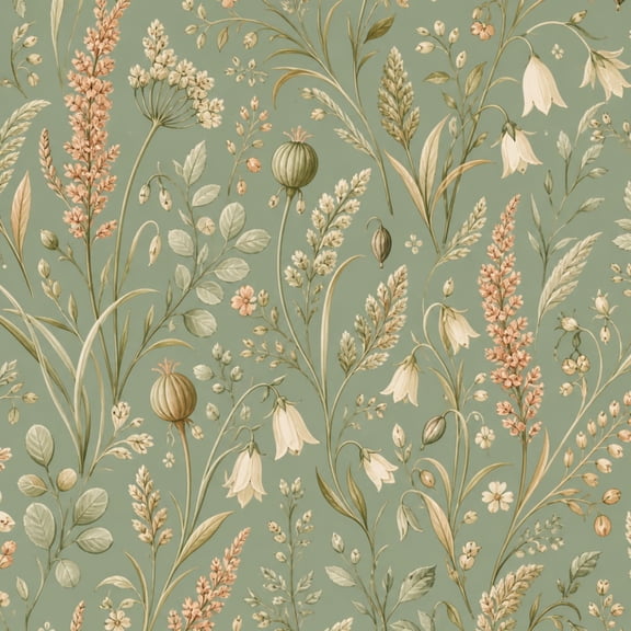 Peel and Stick Wallpaper Botanical Floral Vintage Green Delicate Wildflowers Leaves 17.7in x 118in Contact Paper Removable Self Adhesive Wall Mural Wall Decor for Bedroom Kitchen Cabinets