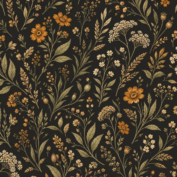 Peel and Stick Wallpaper Botanical Vintage Floral Golden Olive Leaves Dark 17.7in x 118in Contact Paper Removable Self Adhesive Wall Mural Wall Decor for Bedroom Kitchen Cabinets