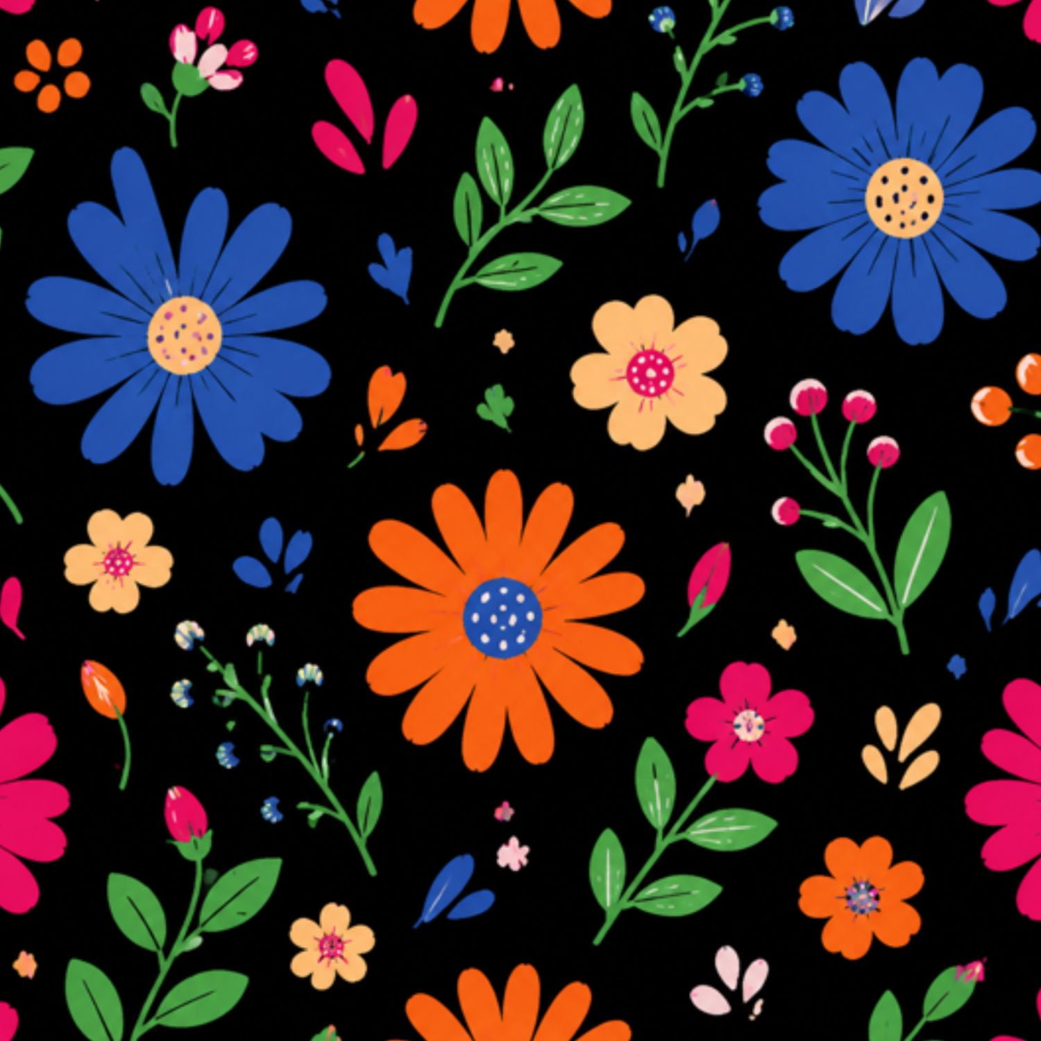 Peel and Stick Wallpaper Bright Colorful Daisies Hand Drawn Floral ...