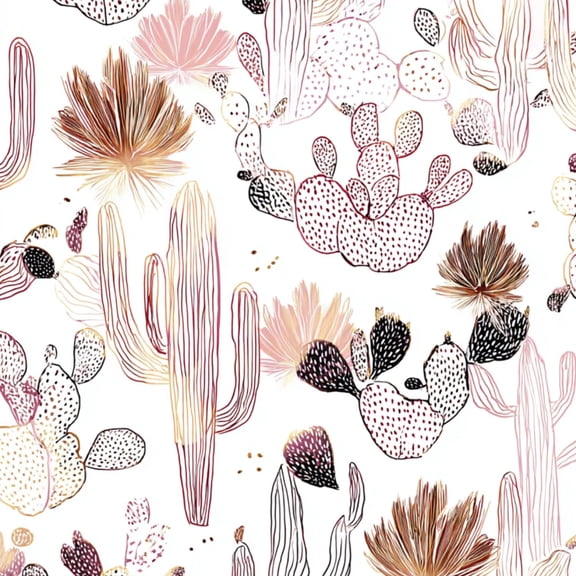 Peel and Stick Wallpaper Cactus Desert Botanical Pastel Prickly Pear botanical Wall Mural 23.6in x 9.8ft Self Adhesive Removable Wall Paper Renter Friendly Wallpaper for Nursery Bedroom Cabinets