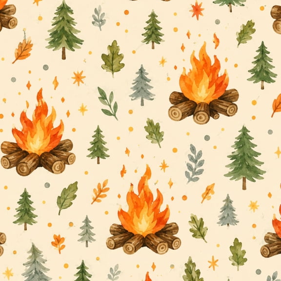 Peel and Stick Wallpaper Campfire Forest Watercolor Style Wall Mural 23.6in x 9.8ft Self Adhesive Removable Wall Paper Renter Friendly Wallpaper for Nursery RV Decor