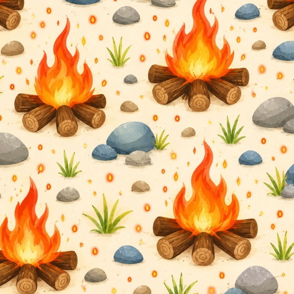 Peel and Stick Wallpaper Campfire Logs Rocks Grass Beige Wall Mural 17.7in x 9.8ft Self Adhesive Removable Wall Paper Renter Friendly Wallpaper for Nursery RV Decor