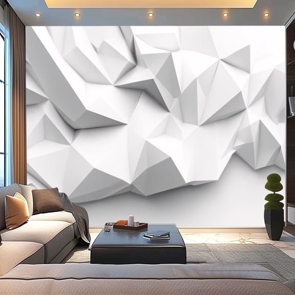 Peel and Stick Wallpaper Canvas 3D Wall Surface Board Faceted Surfaces Repeated Motifs 3D Effect Modern Art Wall Mural Decor Self Adhesive and Removable 100in x 144in