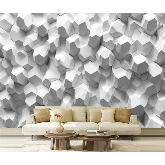 Peel and Stick Wallpaper Canvas 3D Wall Surface Board Faceted Surfaces Repeated Motifs 3D Effect Modern Art Wall Mural Decor Self Adhesive and Removable 69in x 98in