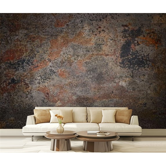 Peel and Stick Wallpaper Canvas Abstract old worn weathered rusty steel metal surface Modern Art Wall Mural Decor Self Adhesive and Removable 69in x 98in