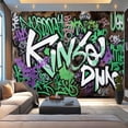 thumbnail image 1 of Peel and Stick Wallpaper Canvas Black White Art Bathroom Spray Paint Bold Lines Overlapping Text Modern Art Wall Mural Decor Self Adhesive and Removable 100in x 144in, 1 of 8