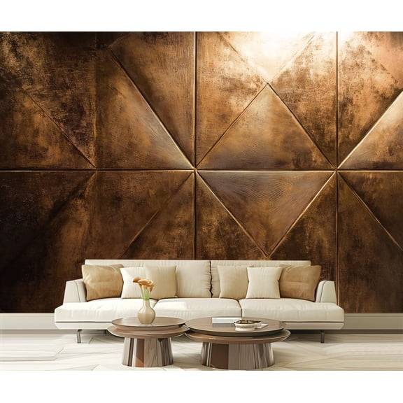 Peel and Stick Wallpaper Canvas Bronze 3D Wainscoting Panels Geometric Shapes Starburst Patterns Modern Art Wall Mural Decor Self Adhesive and Removable 69in x 98in