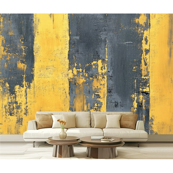 Peel and Stick Wallpaper Canvas Charcoal Gold Classic Distressed Texture Random Patterns Muted Colors Modern Art Wall Mural Decor Self Adhesive and Removable 69in x 98in
