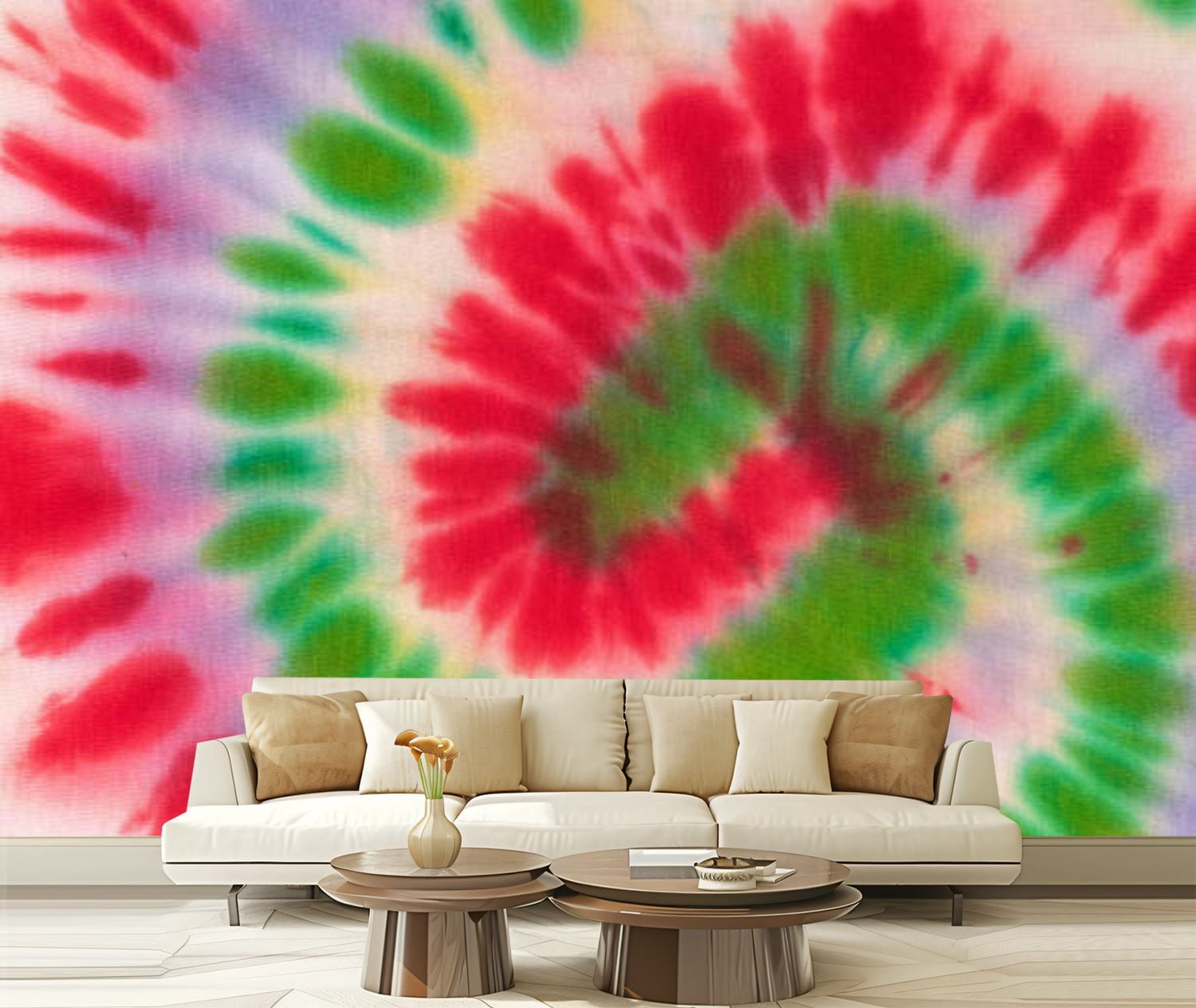 Peel and Stick Wallpaper Canvas Colorful Tie Dye Swirl Vibrant Red ...