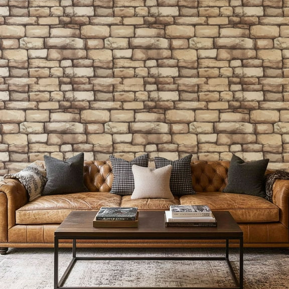 Peel and Stick Wallpaper Canvas Contact Paper 3D Wall Panels Peel Stick Foam Decorative Brick Faux Living Room Self Adhesive and Removable 17.7in x 118in