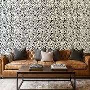 Peel and Stick Wallpaper Canvas Contact Paper Abstract modern dalmatian fur seamless Animals trendy Black white Self Adhesive and Removable 17in x 118in