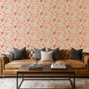 Peel and Stick Wallpaper Canvas Contact Paper Groovy cowgirl boots hats cactus horseshoe seamless peach fuzz orange Self Adhesive and Removable 17in x 118in