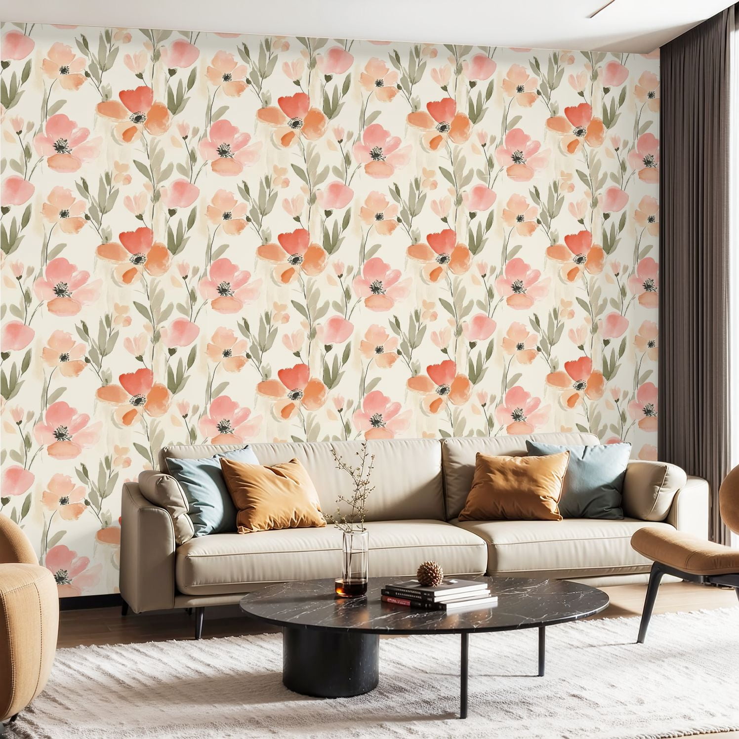 Peel and Stick Wallpaper Canvas Contact Paper Pastel pink orange peach
