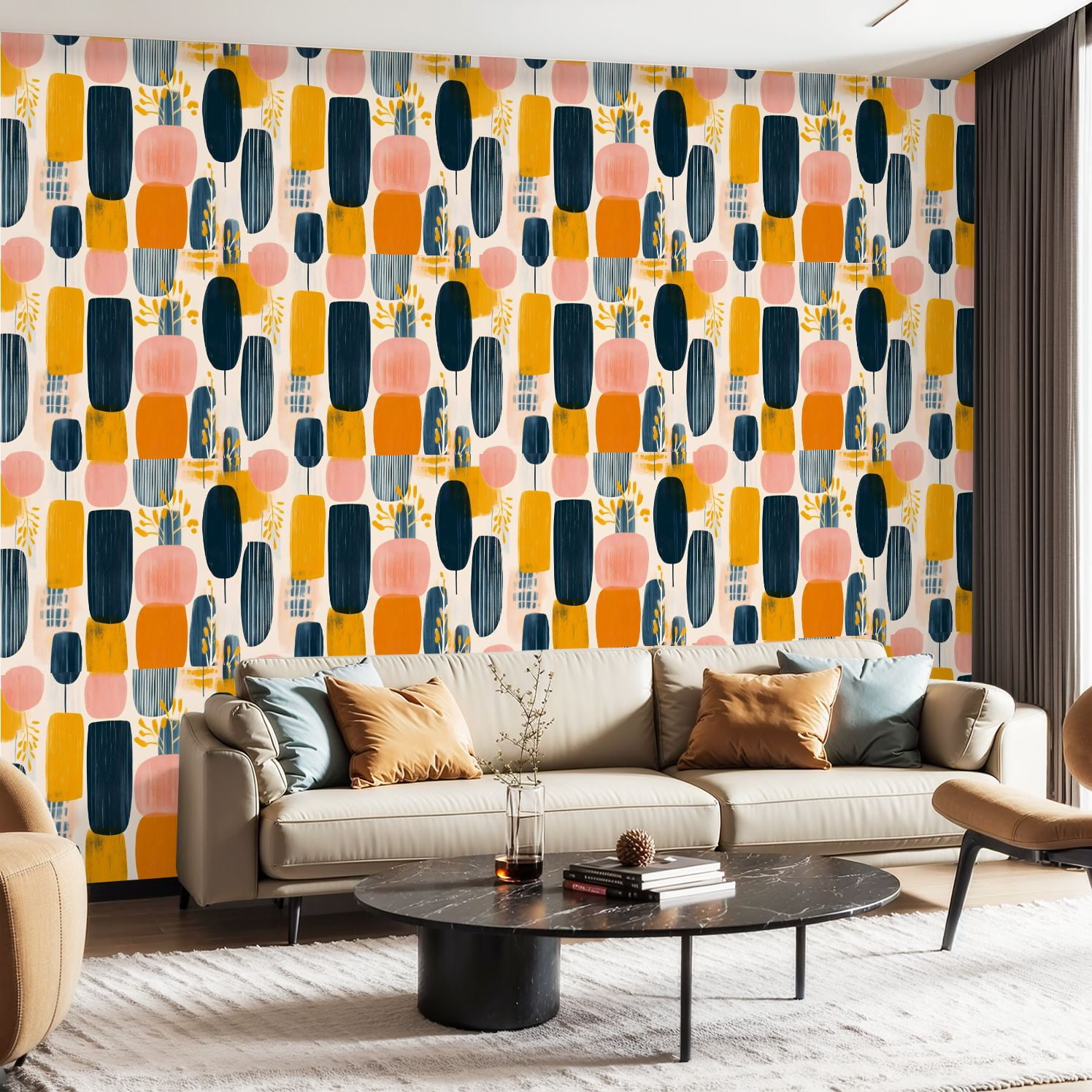 Peel and Stick Wallpaper Canvas Contact Paper Seamless Bright Shapes ...
