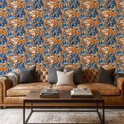 Peel and Stick Wallpaper Canvas Contact Paper Seamless bright tropical flowers for summer fabrics Acrylic painting Self Adhesive and Removable 17in x 118in