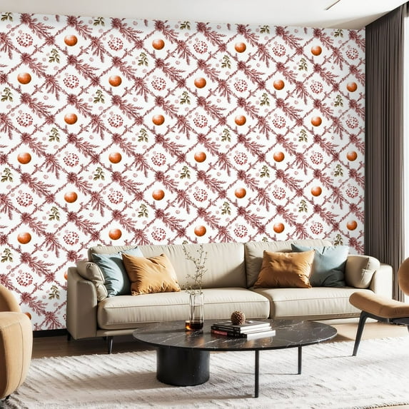Peel and Stick Wallpaper Canvas Contact Paper Seamless white dried pine cones anise for Christmas watercolor vintage Self Adhesive and Removable 23.6in x 118in