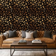 Peel and Stick Wallpaper Canvas Contact Paper Trendy bronze leopard abstract seamless Wild animal cheetah skin gold Self Adhesive and Removable 17in x 118in
