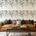 thumbnail image 1 of Peel and Stick Wallpaper Canvas Contact Paper Watercolor floral seamless border green leaves pink peach blush white Self Adhesive and Removable 17.7in x 118in, 1 of 8